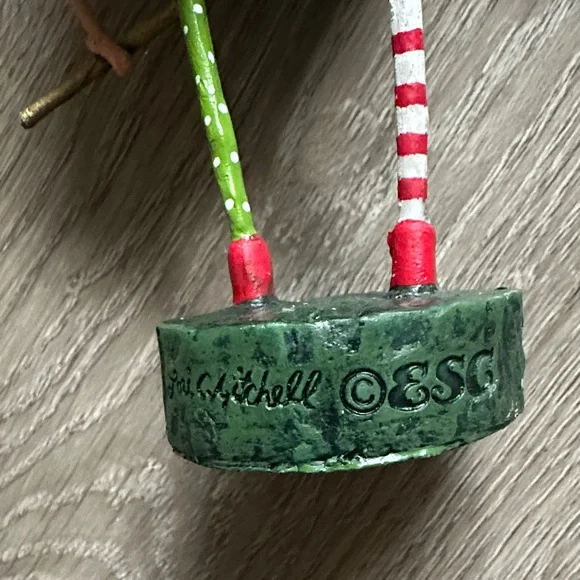 Whimsical Lori C. Mitchell Holiday Snowman with Red and Green Stripes - Picture 8 of 13